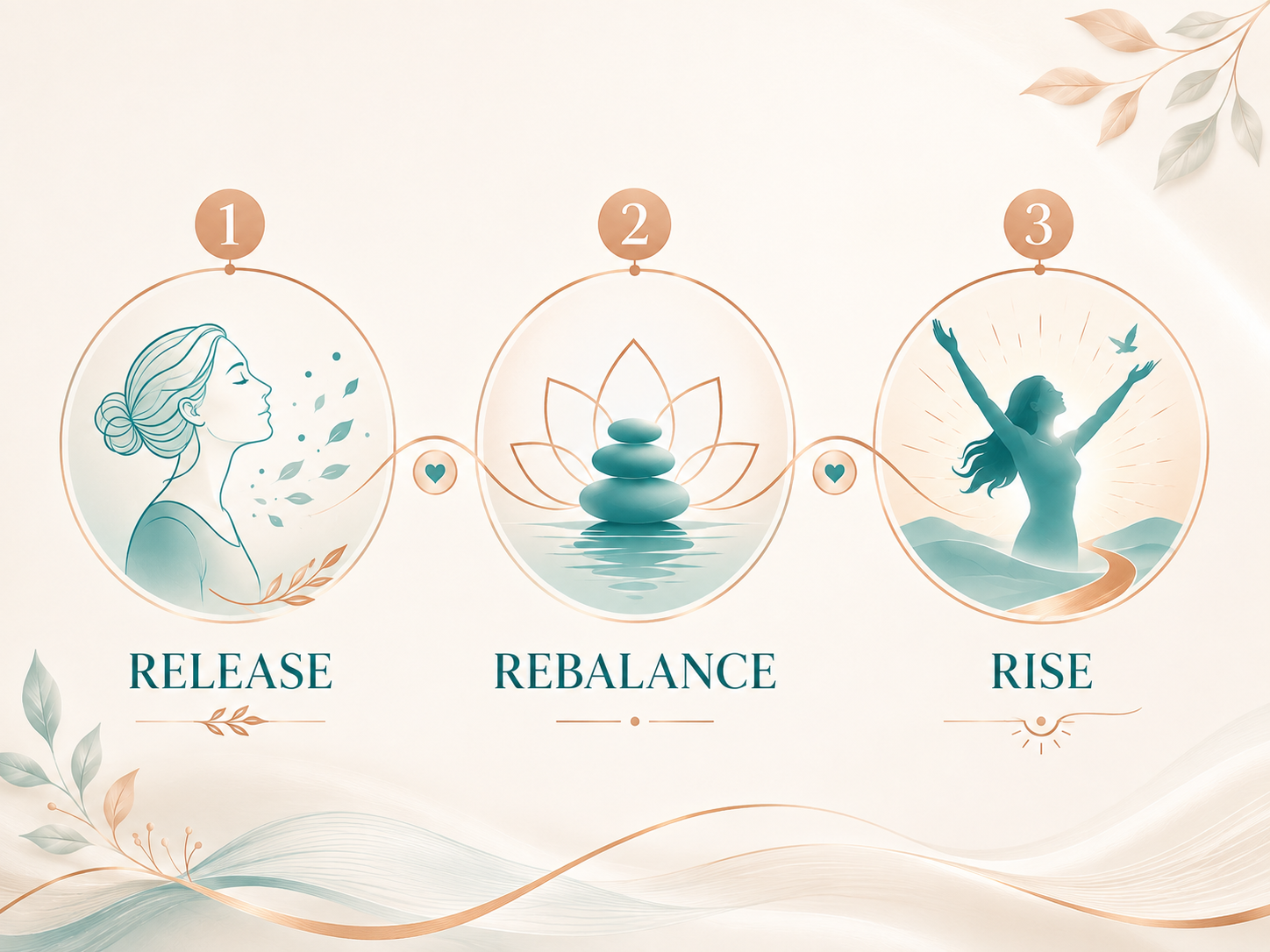 RRR Method diagram — Release, Rebalance, Rise — for emotional regulation in perimenopause